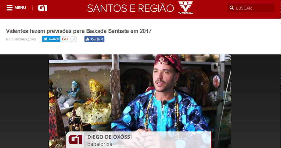 Diego de Oxóssi no G1: Previsões 2017 para Santos e Baixada Santista